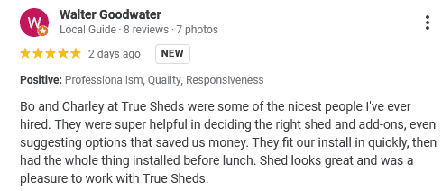 Shed 5 Star Review